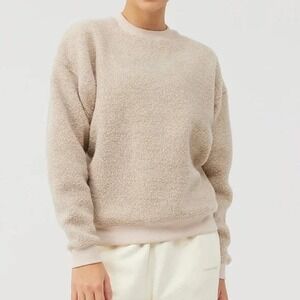 Outdoor Voices MegaFleece Crewneck Pullover Cream Oatmeal Khaki Wool Blend Large